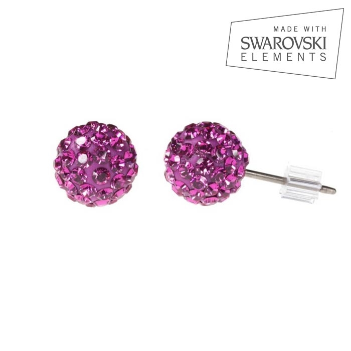 Titánové náušnice s kryštálmi Swarovski ®, Fuchsia