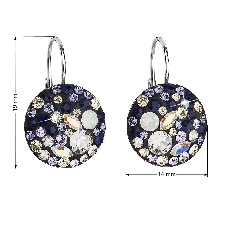 Strieborné závesné náušnice s kryštálmi Crystals from Swarovski ®, Indigo