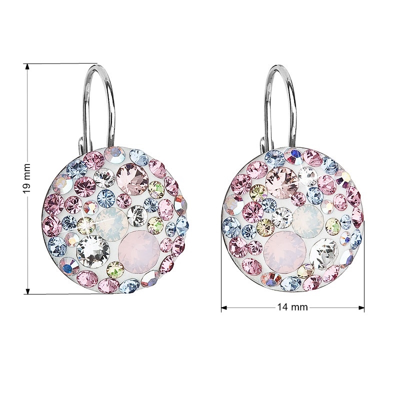 Strieborné závesné náušnice s kryštálmi Crystals from Swarovski ®, Magic Rose