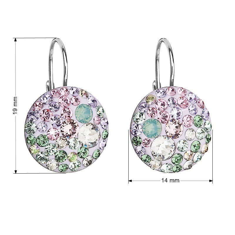 Strieborné závesné náušnice s kryštálmi Crystals from Swarovski ®, Sakura