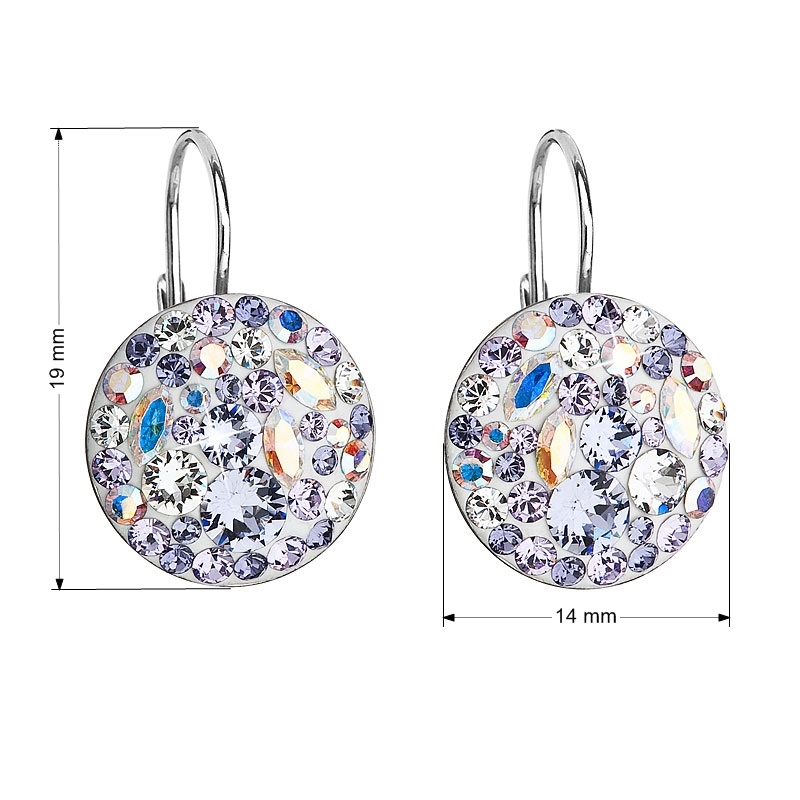 Strieborné závesné náušnice s kryštálmi Crystals from Swarovski ®, Violet