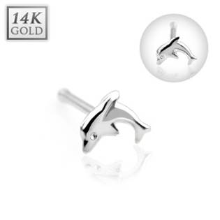 Šperky4U Zlatý piercing do nosu - delfín, Au 585/1000 - ZL01118-WG