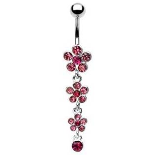 Šperky4U Visací piercing do pupíku - kytičky - WP01057-P