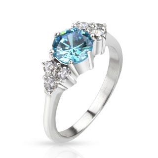 Šperky4U Ocelový prsten s tyrkysovým zirkonem - velikost 52 - OPR1493-52