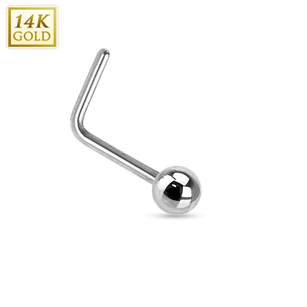 Šperky4U Zlatý piercing do nosu kulička, Au 585/1000 - ZL01033-WG