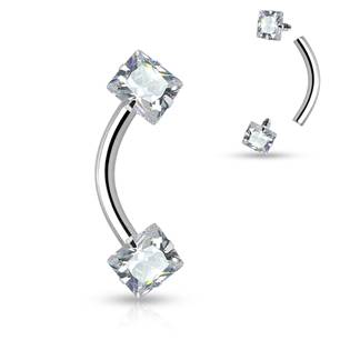 Šperky4U Piercing do obočí - čtverový zirkon - OB1000-120833