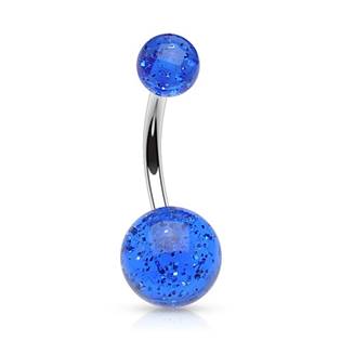 Šperky4U Piercing do pupíku - banánek se třpytkami - BA01077-B