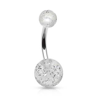 Šperky4U Piercing do pupíku - banánek se třpytkami - BA01077-C