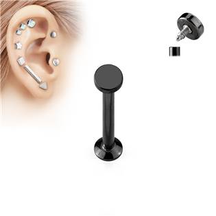 Šperky4U Černý piercing do brady - labreta 1,2 x 6 mm, kolečko 3 mm - LB1029K-12063