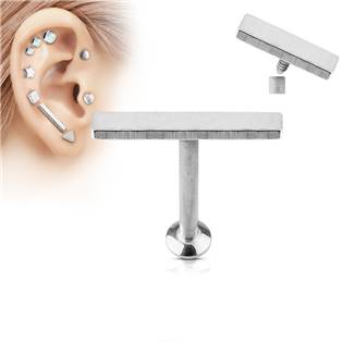 Šperky4U Piercing do brady - labreta 1,2 x 6 mm, obdélník 2 x 12 mm - LB1037ST-1206