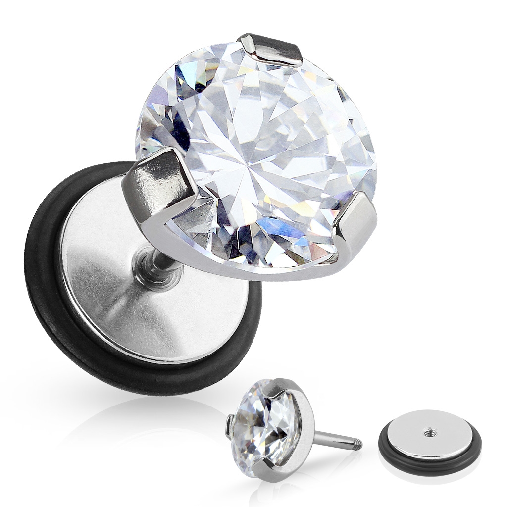 Šperky4U Falešný piercing - čirý kámen - FP01051-C