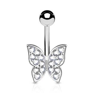 Šperky4U Piercing do pupíku - motýlek - WP01180-C