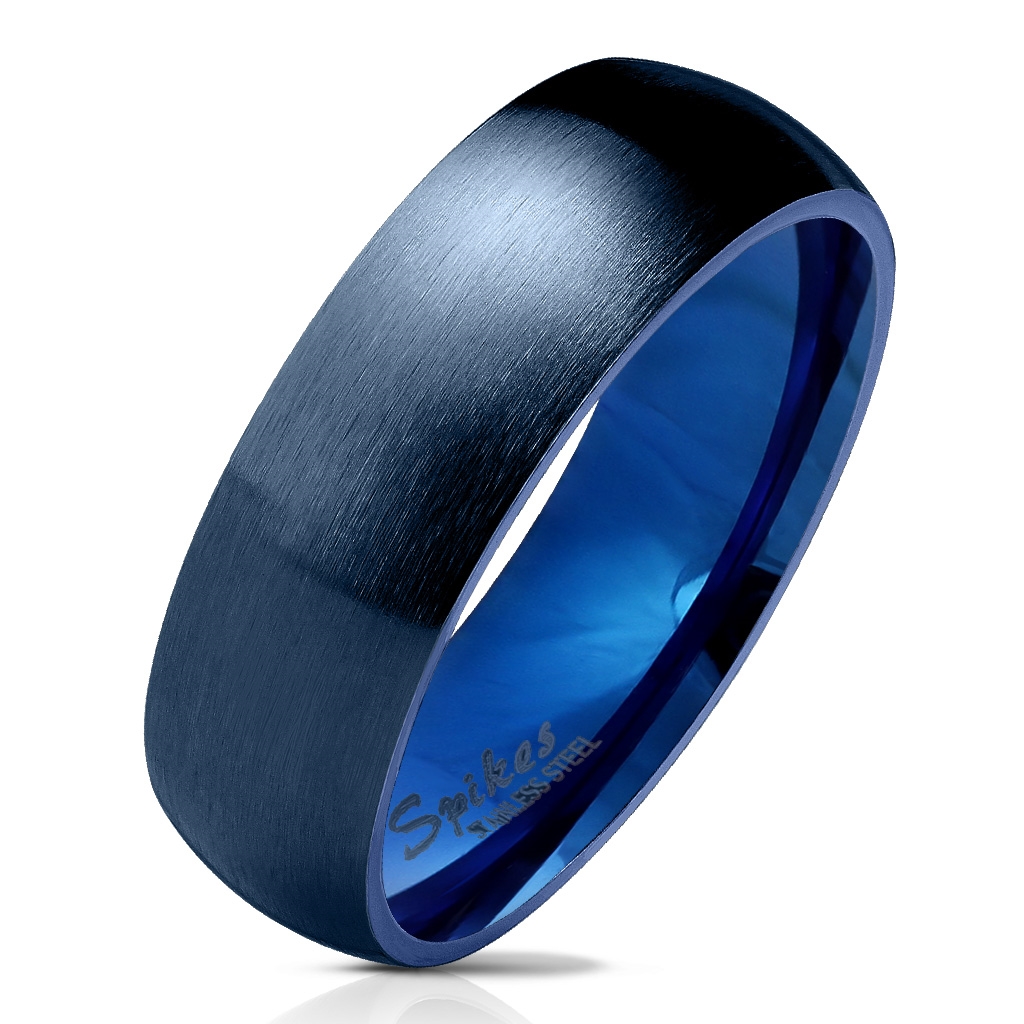 Šperky4U Modrý ocelový prsten, šíře 6 mm - velikost 70 - OPR0072-6-70