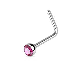 Šperky4U Zahnutý piercing do nosu s kamínkem - N0044-F