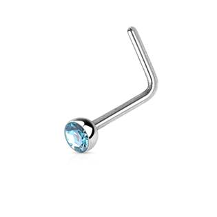 Šperky4U Zahnutý piercing do nosu s kamínkem - N0044-Q