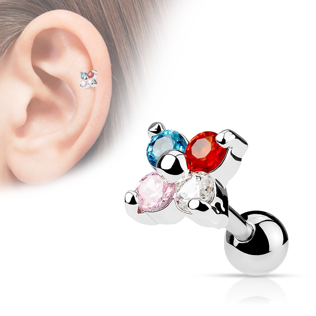 Šperky4U Cartilage piercing do ucha kytička - CP1010-W