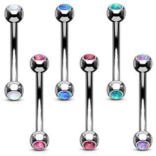 Šperky4U Piercing do obočí zdobený opálem - OB0001-P