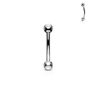 Šperky4U Piercing do obočí zdobený opálem - OB0001-WH