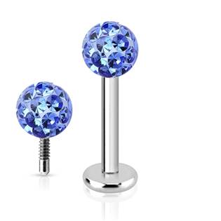 NUBIS® Piercing do brady labreta s krystaly Crystals from  SWAROVSKI®1,2 x 6 mm - LB1038-1206B