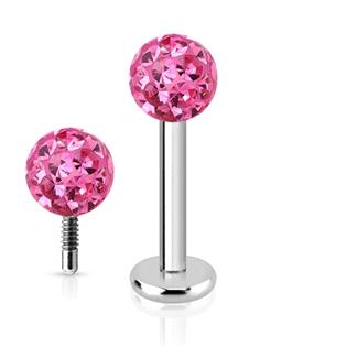 NUBIS® Piercing do brady labreta s krystaly Crystals from SWAROVSKI® 1,2 x 8 mm - LB1038-1208F