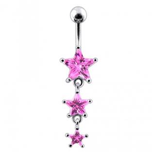 Šperky4U Stříbrný piercing do pupíku - hvězdy - BP01265-P