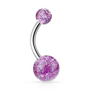 Šperky4U Piercing do pupíku - banánek se třpytkami - BA01044-A