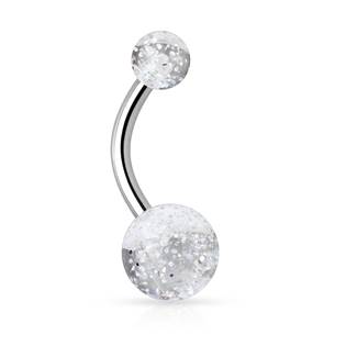 Šperky4U Piercing do pupíku - banánek se třpytkami - BA01044-C