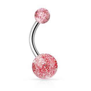 Šperky4U Piercing do pupíku - banánek se třpytkami - BA01044-R