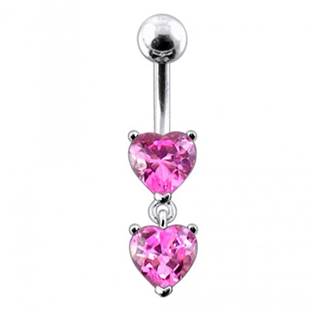 Šperky4U Stříbrný piercing do pupíku - srdíčka - BP01258-P