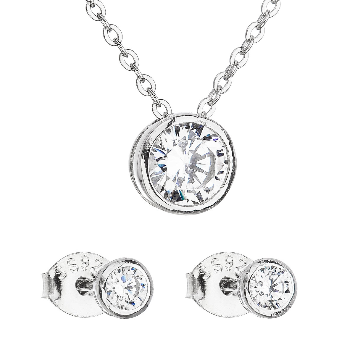 EVOLUTION GROUP CZ Sada šperků se zirkonem v bílé barvě náušnice a náhrdelník - 19007.1