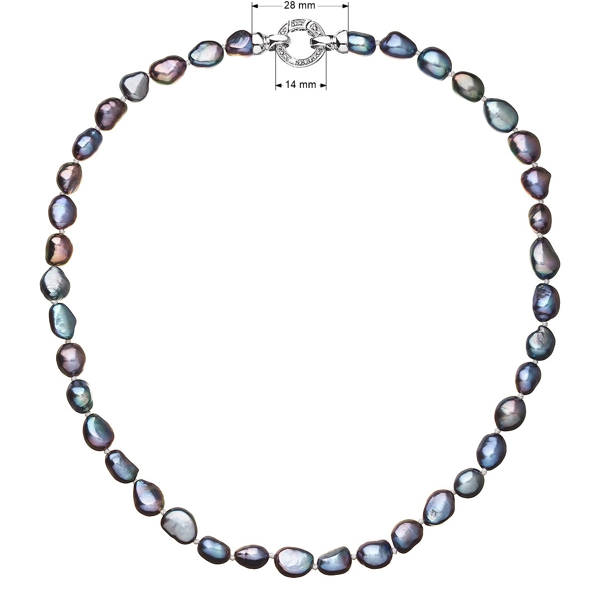 EVOLUTION GROUP CZ Perlový náhrdelník z pravých říčních perel modrý - 22027.3