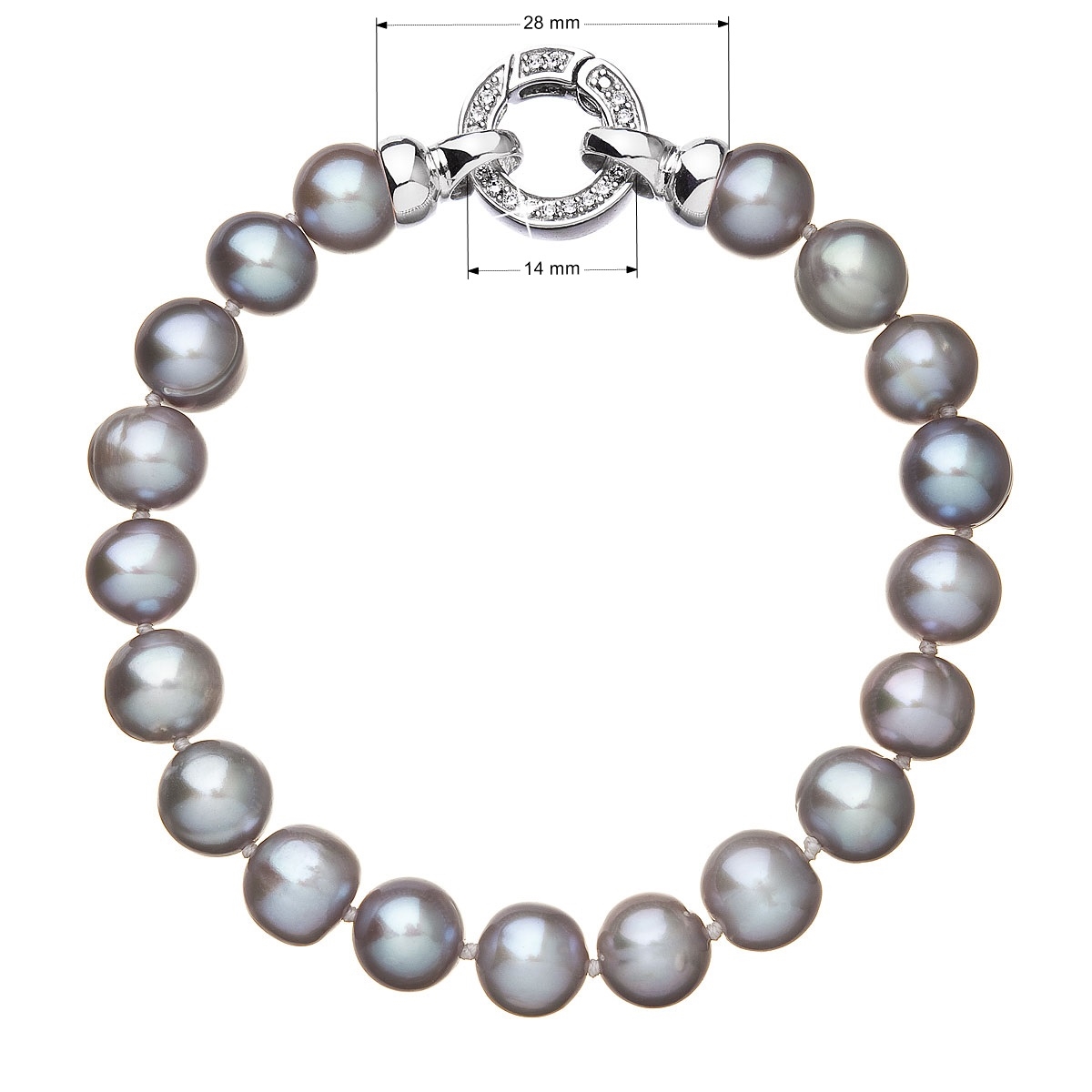 EVOLUTION GROUP CZ Perlový náramek z pravých říčních perel šedý - 23010.3