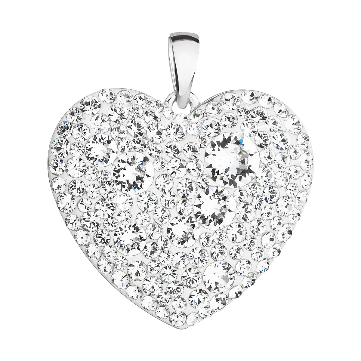 EVOLUTION GROUP CZ Stříbrný přívěsek s krystaly Swarovski bílé srdce - 34243.1 Crystal