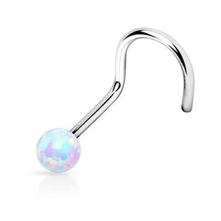 Šperky4U Zahnutý piercing do nosu opál  - N01012-LB