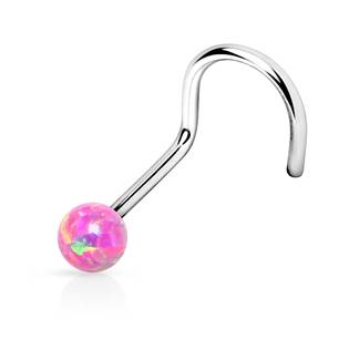 Šperky4U Zahnutý piercing do nosu opál  - N01012-P