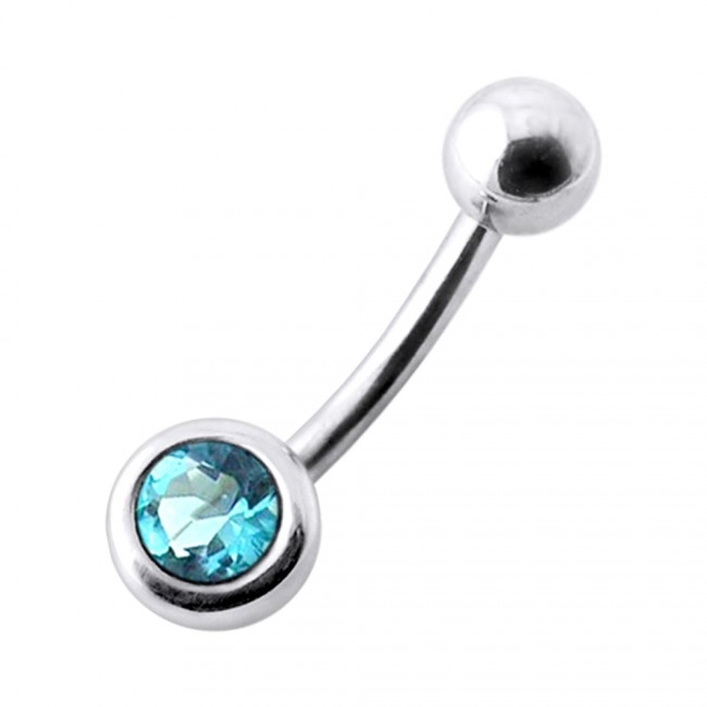 Šperky4U Stříbrný piercing do pupíku se zirkonem - BP01024-Q