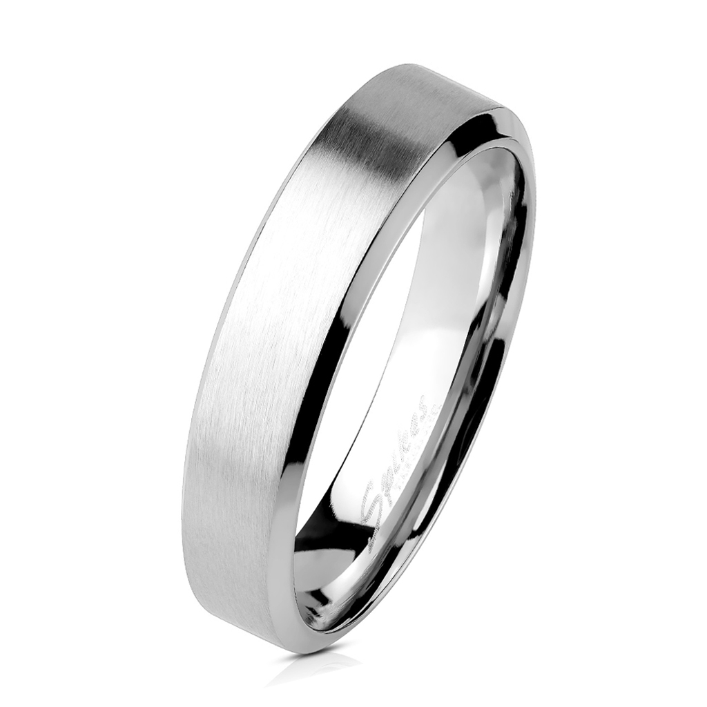 Spikes USA Ocelový prsten matný, šíře 4 mm - velikost 62 - OPR1393-4-62