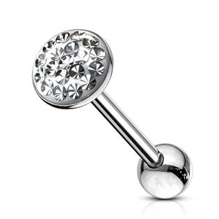 Šperky4U Piercing do jazyka osázený zirkony - PJ01058-C