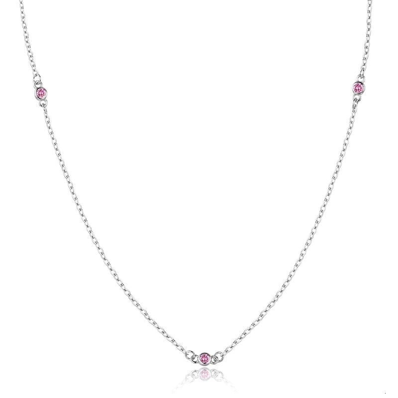 Šperky4U Stříbrný náhrdelník s růžovými zirkony - NB-2089-P
