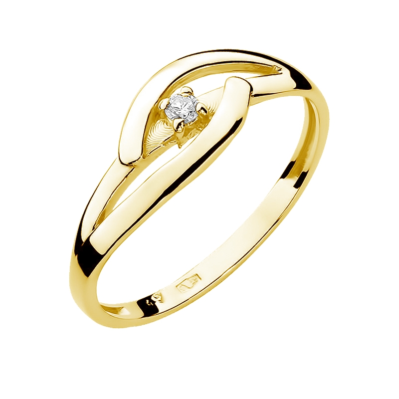 NUBIS® Zlatý zásnubní prsten s diamantem - velikost 50 - W-186G-50