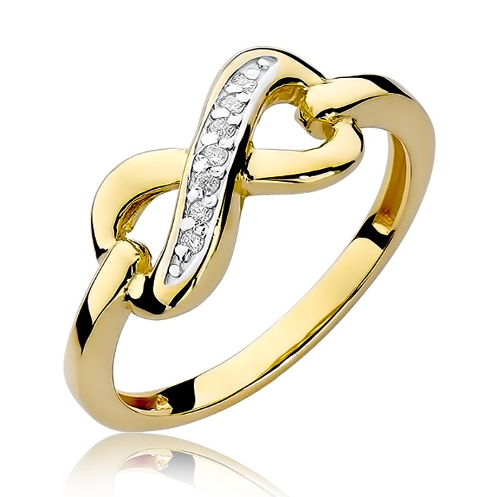 NUBIS® Zlatý prsten nekonečno s diamanty - velikost 50 - W-285GW-50