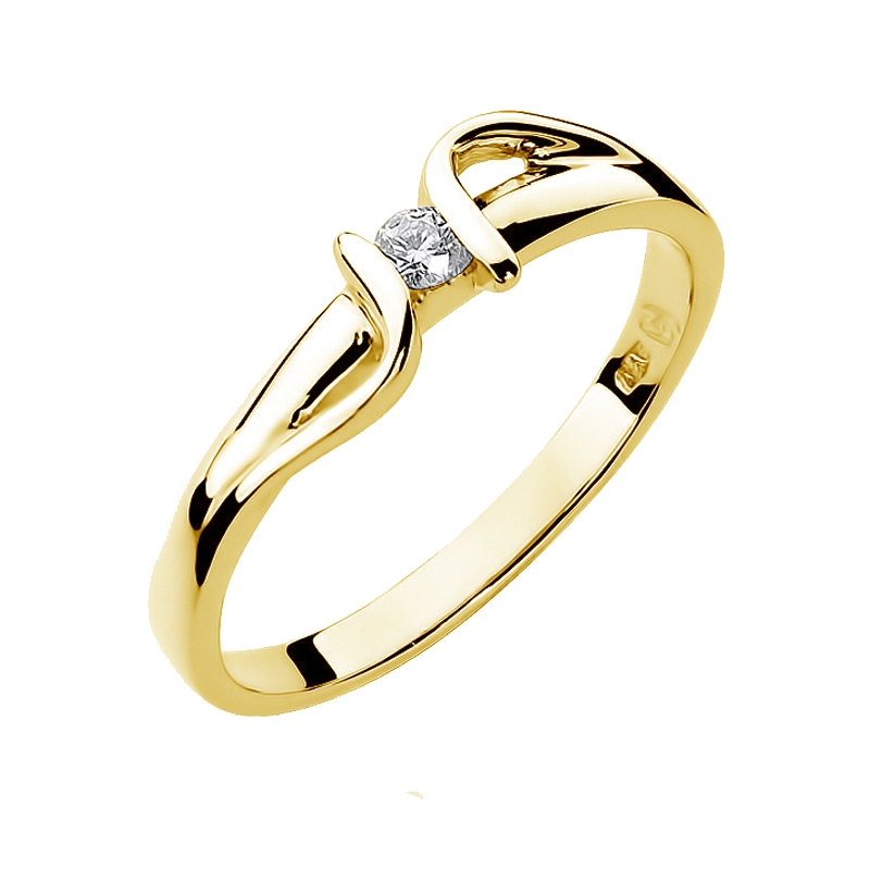 NUBIS® Zlatý zásnubní prsten s diamantem - velikost 55 - W-025G-55