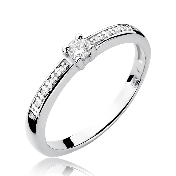 NUBIS® Zlatý zásnubní prsten s diamanty - velikost 58 - W-288W0.13-58