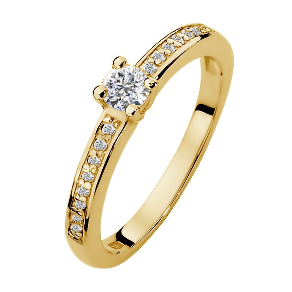 NUBIS® Zlatý zásnubní prsten s diamanty - velikost 50 - W-288G0.28-50