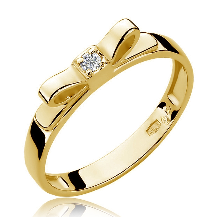 NUBIS® Zlatý prsten mašlička s diamantem - velikost 50 - W-290G-50