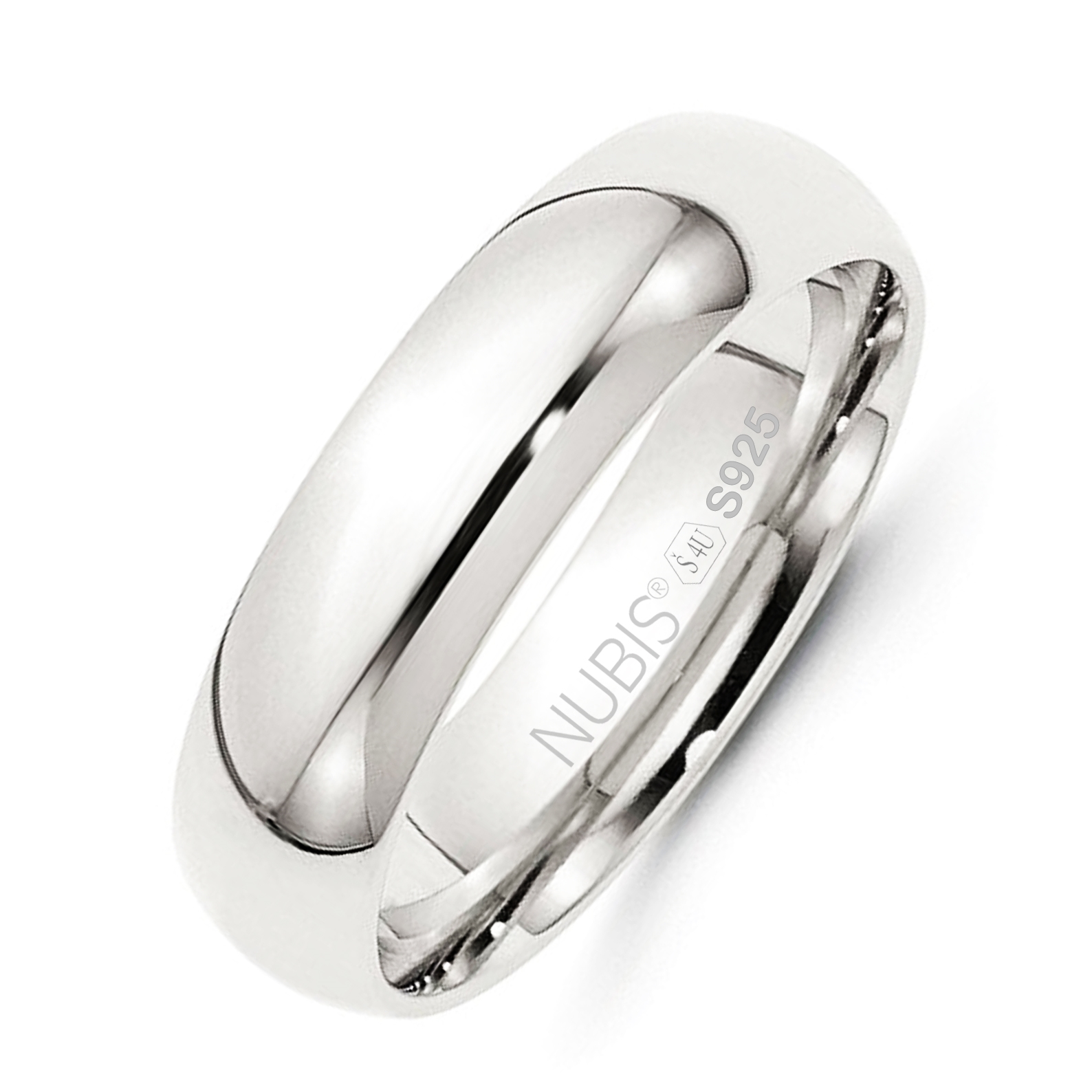 NUBIS® NB101-6 Stříbrný snubní prsten šíře 6 mm - velikost 51 - NB101-6-51