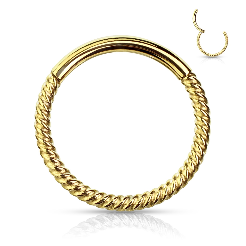 Šperky4U Piercing segment kruh vroubkovaný - K1042GD-1010