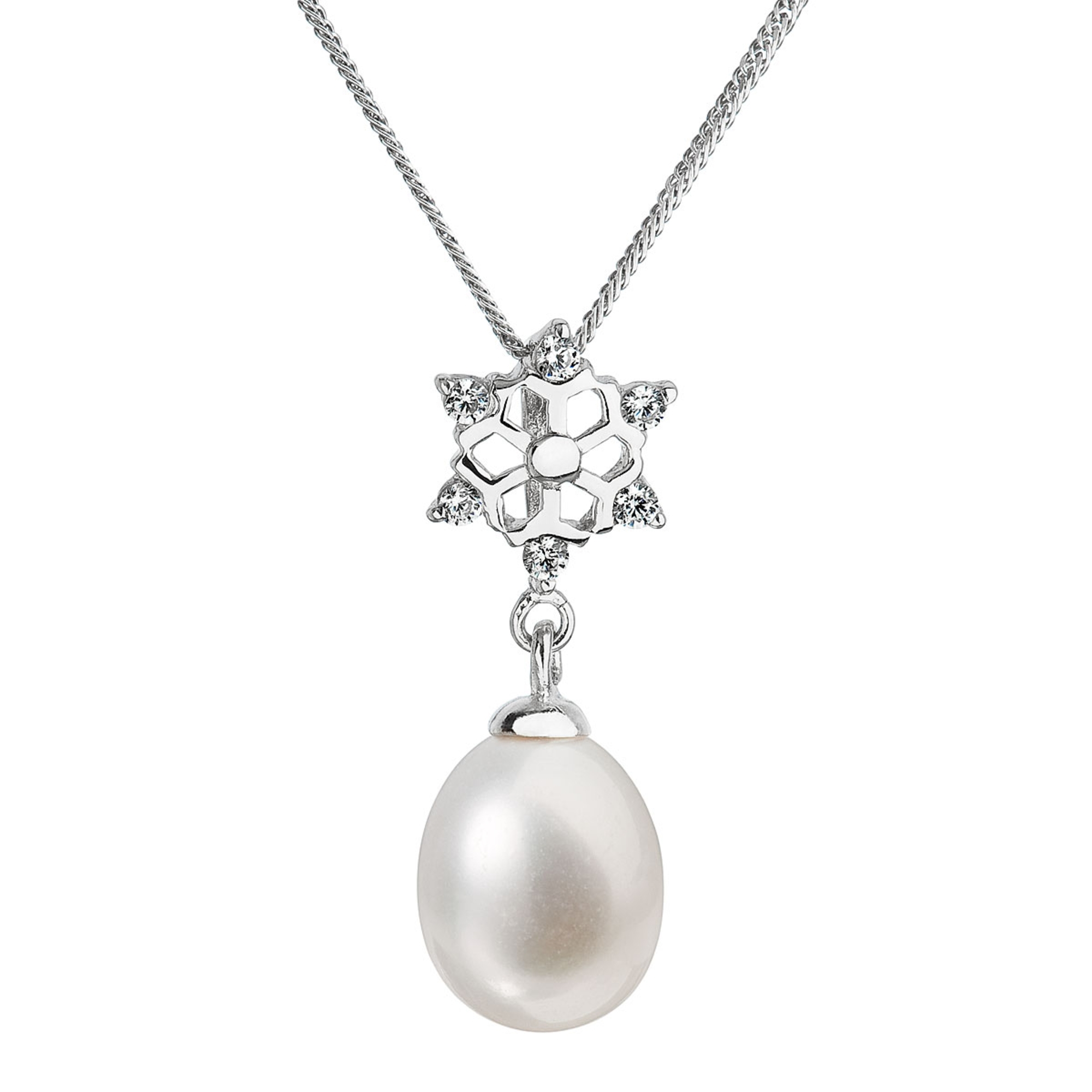 EVOLUTION GROUP CZ Stříbrný náhrdelník s přívěškem a říční perlou - 22010.1