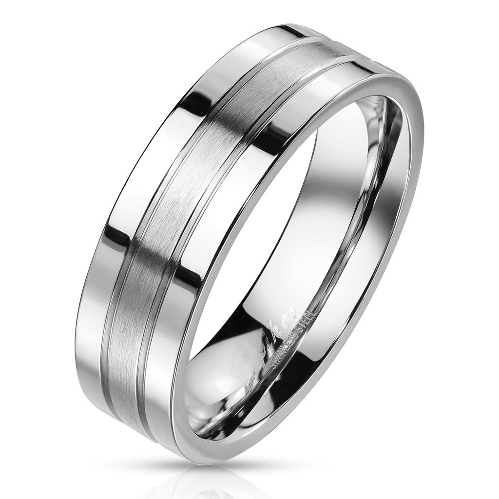 Šperky4U Ocelový prsten s matným pruhem - velikost 70 - OPR1406-6-70