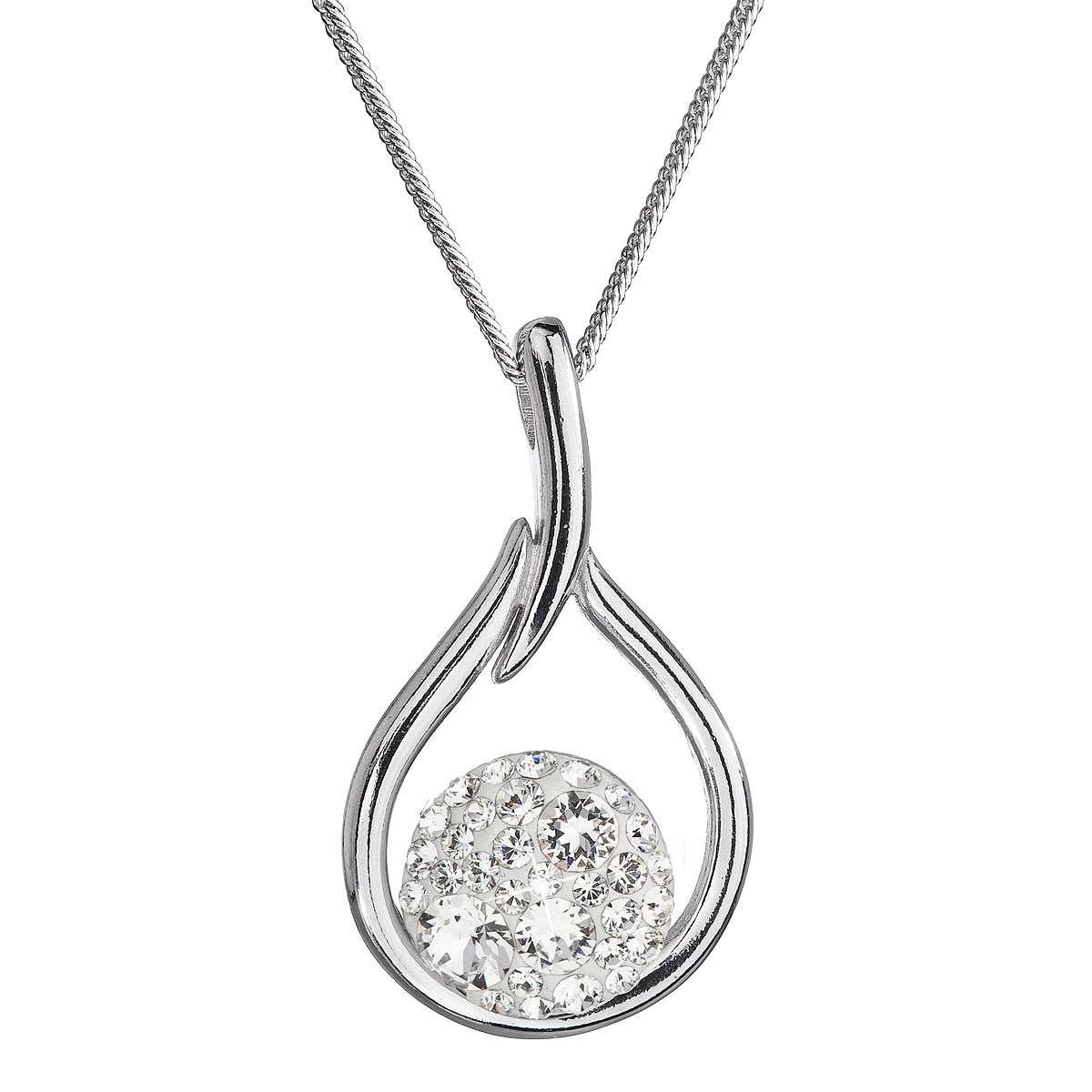 EVOLUTION GROUP CZ Stříbrný náhrdelník se Swarovski krystaly kapka - 32075.1